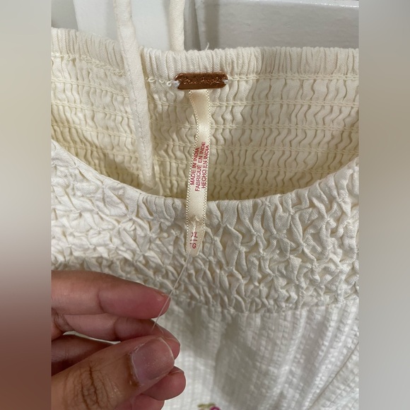 NWT Free People White Midi Dress with Pink & Green Floral Embroidery - Picture 5 of 13